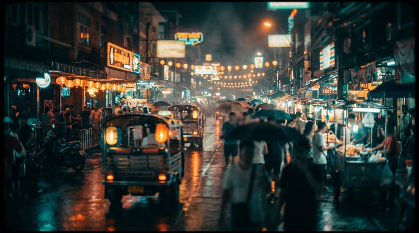 Pulsierendes Nachtleben in Pattaya bei Nacht