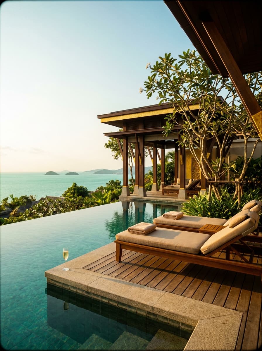 Luxusresort mit Infinity-Pool über dem Meer